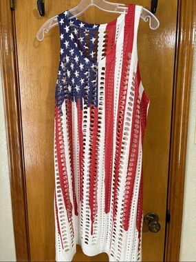 American Flag Crochet swimsuit coverup - Red White Blue